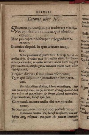 Catonis Liber IV.
