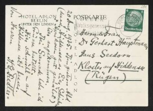 Brief von Hermann Georg Fiedler an Gerhart Hauptmann und Margarete Hauptmann