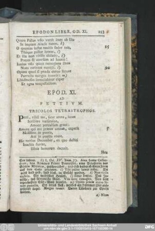 Epod. XI. Ad Pettium.