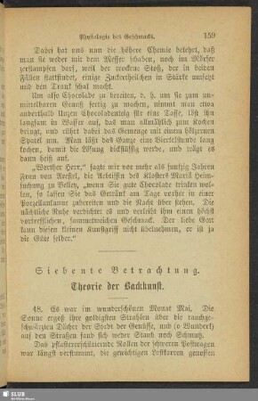 Siebente Betrachtung. Theorie der Backkunst