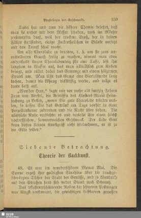 Siebente Betrachtung. Theorie der Backkunst