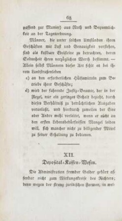 XII. Deposital-Kassen-Wesen