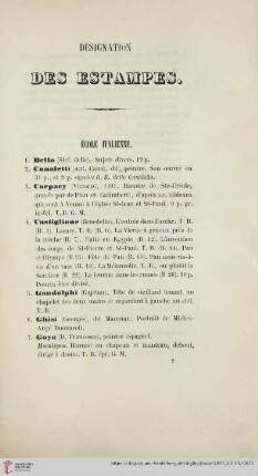 Désignation des estampes