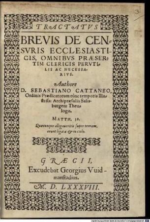 Tractatus brevis de censuris ecclesiasticis