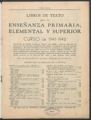 Libros de texto para la Enseñanza Primaria, Elemental y Superior : Curso de 1941-1942