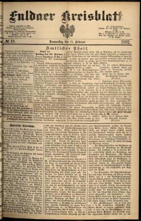 Ausgabe vom Donnerstag, den 11. Februar 1892.