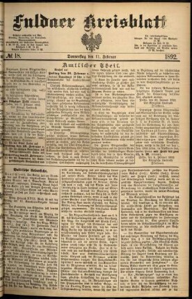 Ausgabe vom Donnerstag, den 11. Februar 1892.