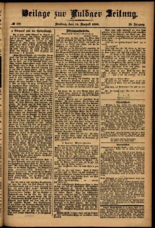 Zweite Ausgabe vom Freitag, den 14. August 1896.