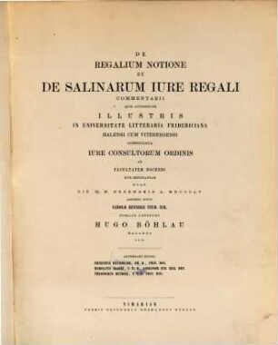 De Regalium notione et de Salinarum jure regali commentarii