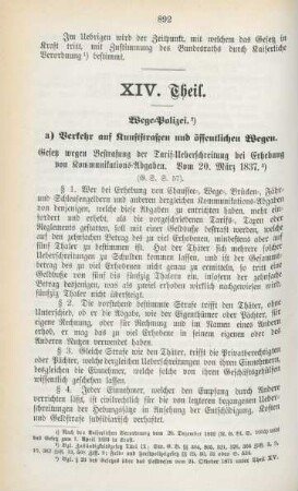 XIV. Theil. Wege-Polizei