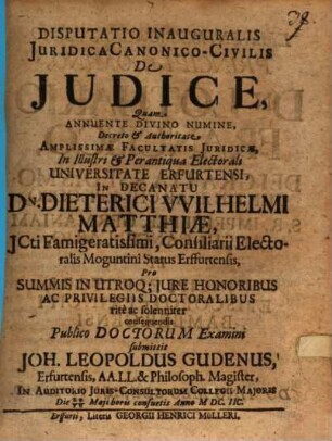 Disp. inaug. iur. can. civ. de iudice