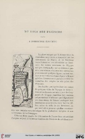 3. Pér. 12.1894: Du role des fai͏̈ences dans l'architecture égyptienne