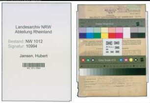 Entnazifizierung Hubert Jansen , geb. 05.09.1905 (Bergmann)