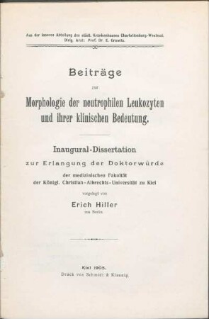 Beiträge zur Morphologie der neutrophilen leukozyten und ihrer klinischen Bedeutung