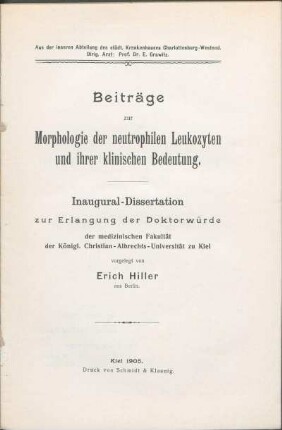 Beiträge zur Morphologie der neutrophilen leukozyten und ihrer klinischen Bedeutung