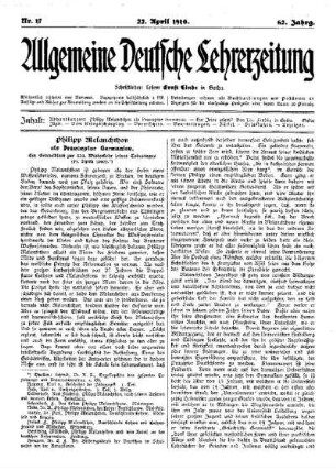 Philipp Melanchthon als Praeceptor Germaniae : ein Gedenkblatt zur 350. Wiederkehr seines Todestages (19. April 1560)