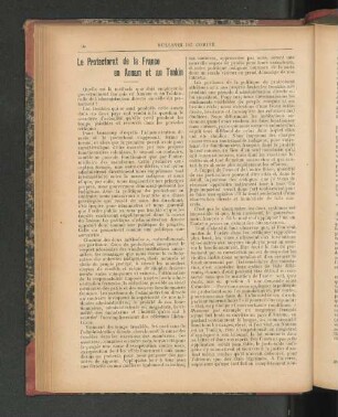 Le Protectorat de la France en Annam et au Tonkin.