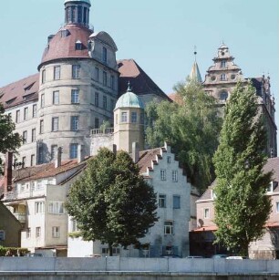 Neuburg an der Donau. Stadtansicht mit chloß und Hofkirche