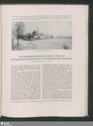 Die Revierwasserlaufsanstalt Und Das Revierelektrizitätswerk Des Bergreviers Freiberg