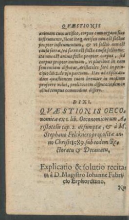 Quaestionis Oeconomicae ...