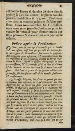 Priere apres la Predication