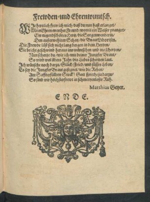 Frewden-und Ehrenwuntsch.