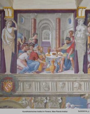 Freskenausmalung mit Szenen aus der römischen Geschichte : Westwand