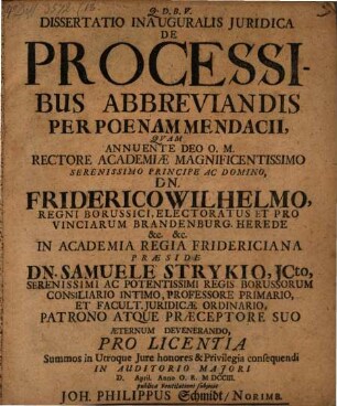 Dissertatio Inauguralis Juridica De Processibus Abbreviandis Per Poenam Mendacii
