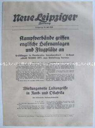 Extrablatt der "Neuen Leipziger Zeitung" zum Luftkrieg gegen Großbritannien