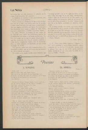 Poesías : L'arbre [y] El arbol (Traducción)