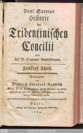 5: Paul Sarpius Historie des Tridentinischen Concilii