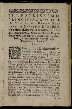 Illustrissimo Principi Ac Domino, Dn. Udalrico, Regni Norwegiae Haeredi [...]