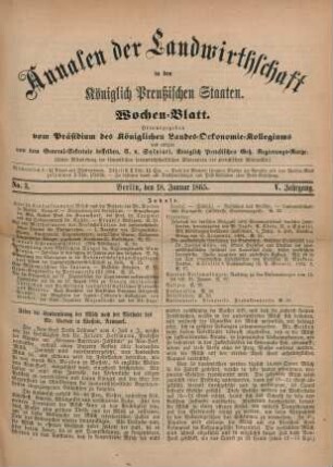 No. 3. Berlin, den 18. Januar 1865. V. Jahrgang.