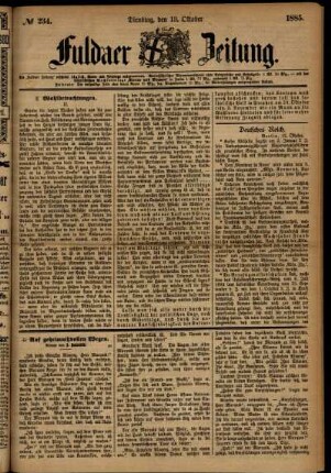 Ausgabe vom Dienstag, den 13. Oktober 1885.