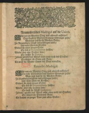 Neumeisterisches Madrigal auf die Union