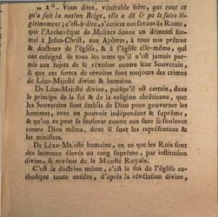 Lettre du Cardinal Bernis au Cardinal Archevèque de Malines