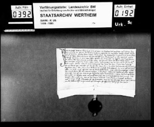 Christoph (Cristoffel) Rude von Collenberg (Kollenbergk) verzichtet auf seine an das Kloster Bronnbach (Brunbach) für Heu, Handlohn und Zins vom Gereut zu Rauenberg (Rauenbergk) gestellte Forderungen.