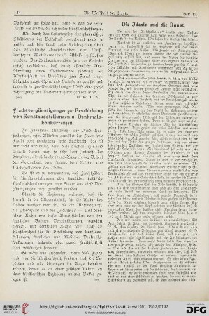 1: Frachtvergünstigungen zur Beschickung von Kunstausstellungen u. Denkmalskonkurrenzen