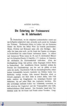 Achtes Kapitel. Die Entartung der Freimaurerei im 18. Jahrhundert
