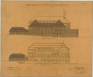 Fischer, Theodor; Kiel; Marine-Offizierskasino - Ansicht, Längsschnitt