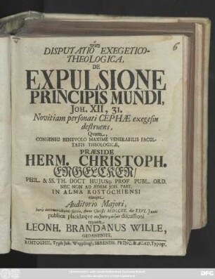 Disputatio Exegetico-Theologica, De Expulsione Principis Mundi, Joh. XII, 31. Novitiam personati Cephæ exegesin destruens