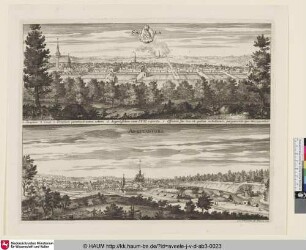 Suecia Antiqua et Hodierna; oben: Sala; unten: Awestadfors