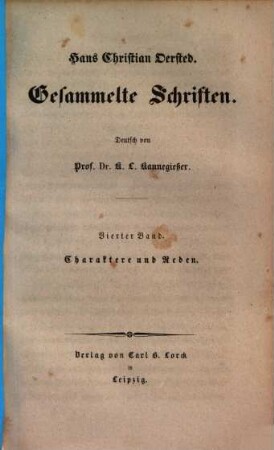 Gesammelte Schriften, 4. Charaktere und Reden