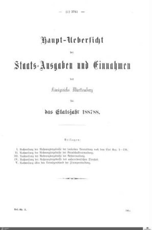 Nachweisung der Rechnungsergebnisse von dem Etatsjahr 1887-1888