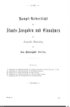 Nachweisung der Rechnungsergebnisse von dem Etatsjahr 1887-1888