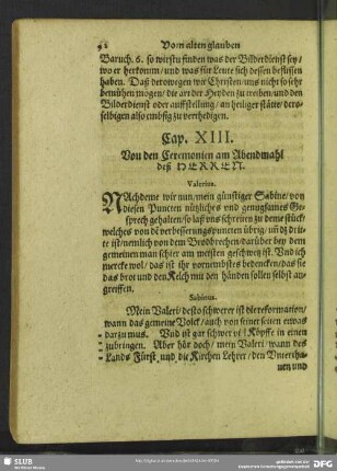 Cap. XIII. Von den Ceremonien am Abendmahl deß Herrn