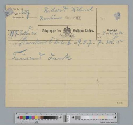 Telegramm an Richard Dehmel