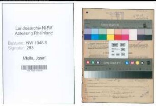 Entnazifizierung Josef Molls , geb. 29.02.1908 (Schachtmeister)