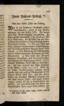 935-946, Zwote Passions-Predigt