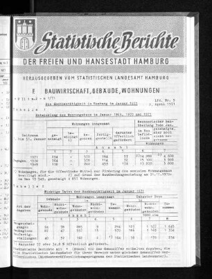 Die Hochbautätigkeit in Hamburg im Januar 1971 : Lfd. Nr. 9